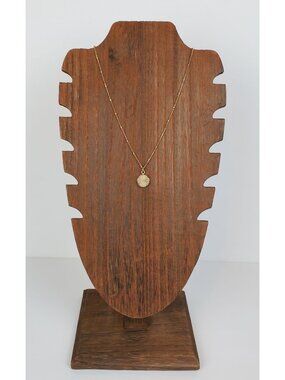 Maren Elena Circular Genuine Stone Pendant  w/ Beaded Chain 1/2" Wide